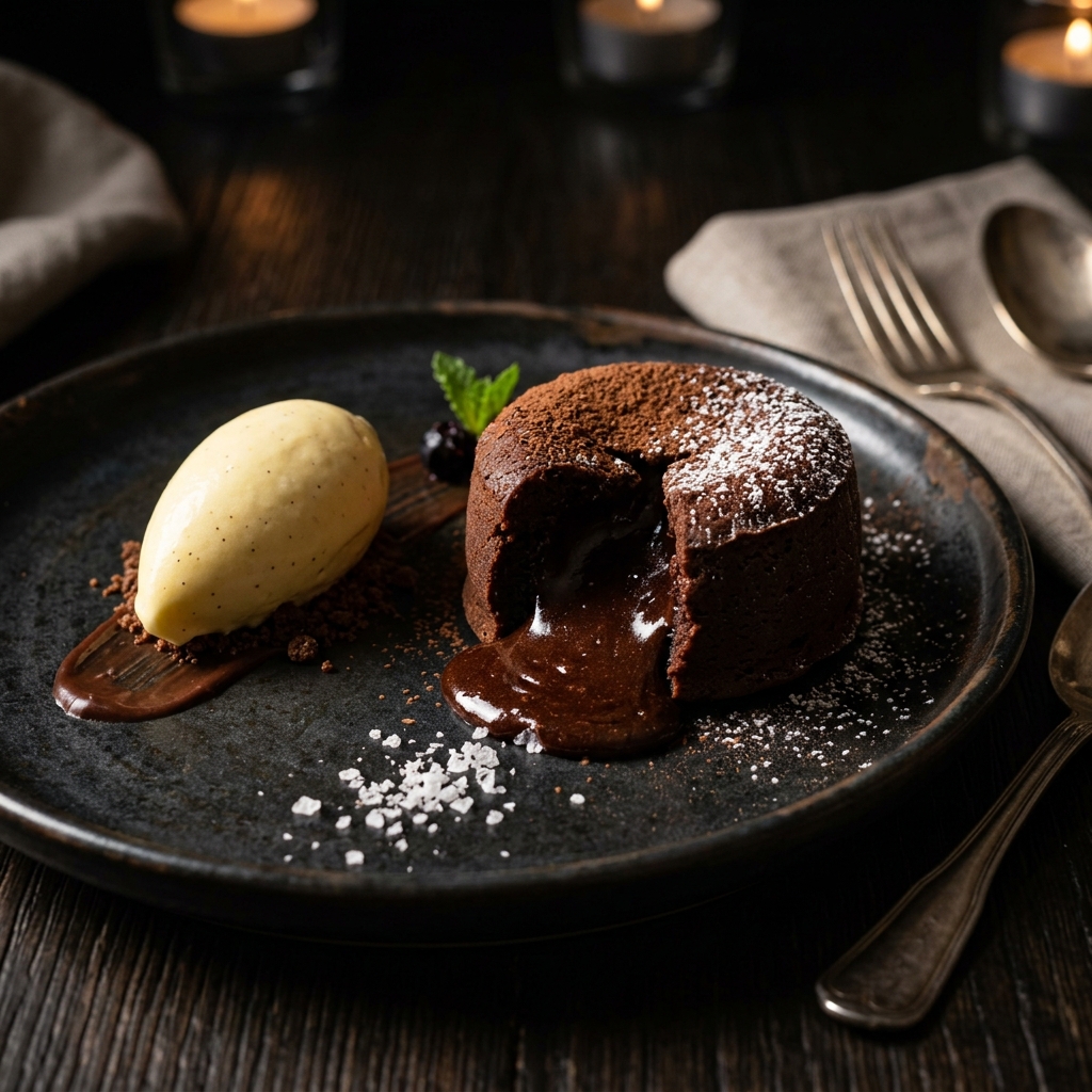 Fondant de Cacao Fino con helado